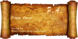 Papp Apor névjegykártya